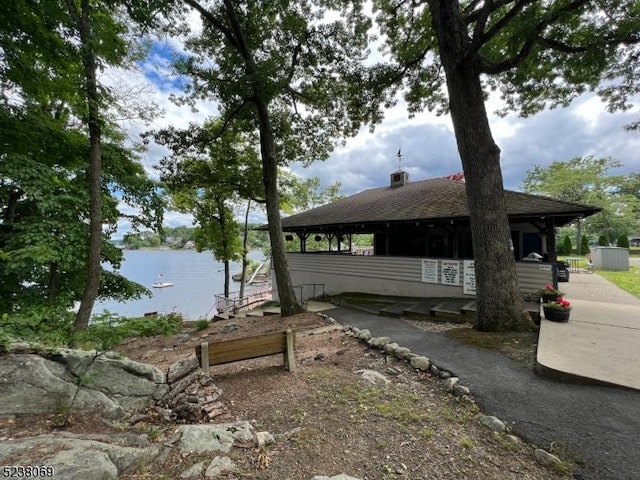 view of side of property featuring a water view