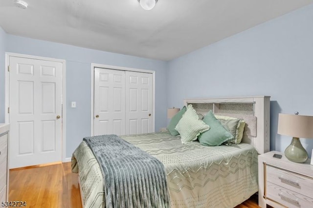 bedroom featuring a closet and wood finished floors