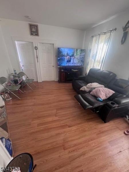 living area with light wood-type flooring