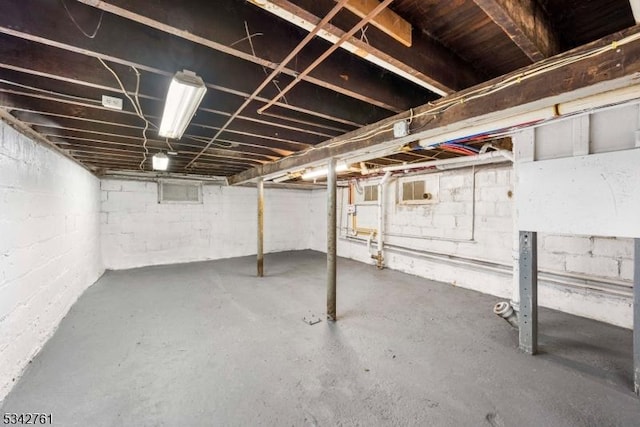 view of unfinished basement