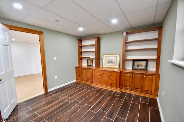 interior space with recessed lighting, baseboards, and wood tiled floor