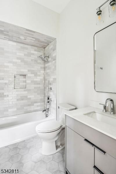 28 Old Forge Dr, Warren Twp, NJ 07059 - full bath with toilet, bathing tub / shower combination, vanity, and tile patterned floors