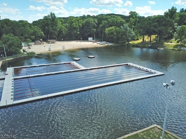 view of dock featuring a water view