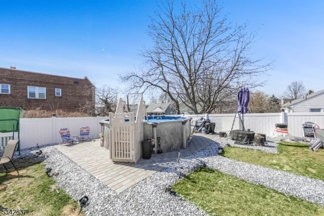 exterior space featuring a fenced in pool and a fenced backyard