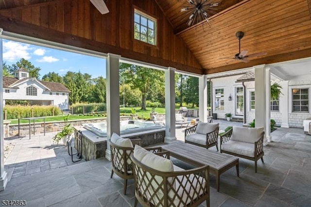 view of patio featuring outdoor lounge area and a ceiling fan