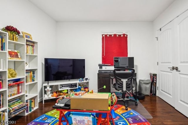 rec room with wood finished floors