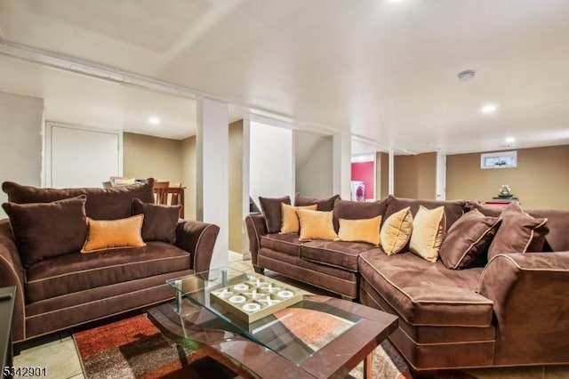 view of tiled living area