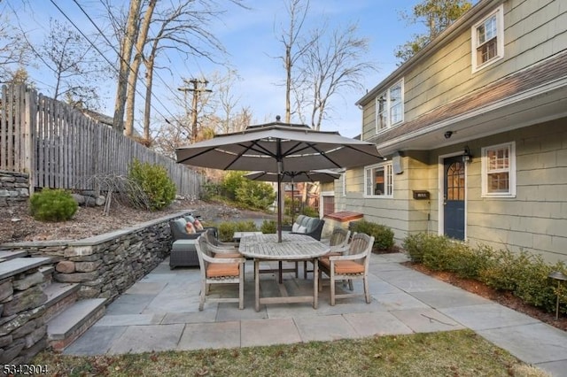 view of patio featuring a fenced backyard