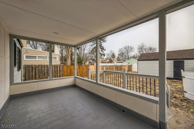 view of unfurnished sunroom