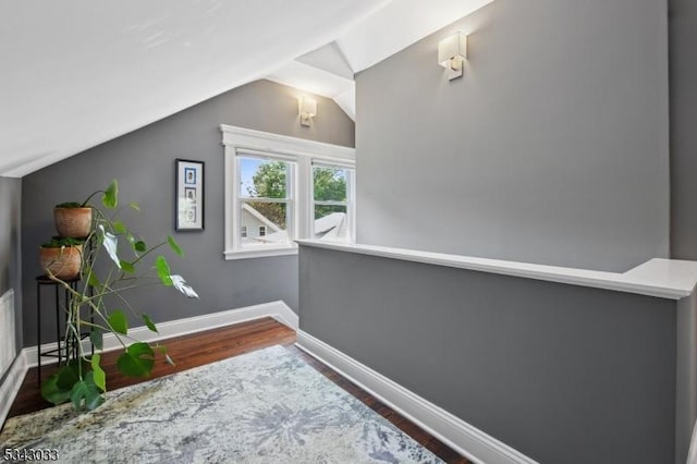 22 Salter Pl, Maplewood Twp, NJ 07040 - hall featuring vaulted ceiling, wood finished floors, and baseboards