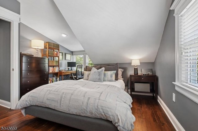 22 Salter Pl, Maplewood Twp, NJ 07040 - bedroom with lofted ceiling, wood finished floors, and baseboards