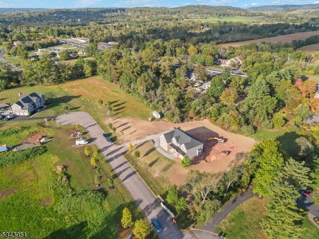 aerial view with a wooded view