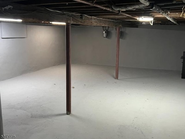 view of unfinished basement