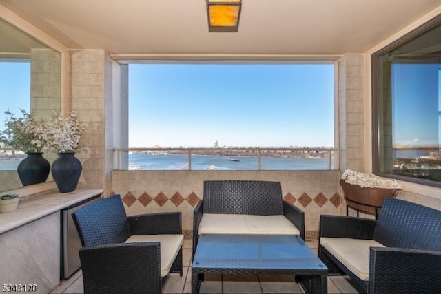 balcony with a water view