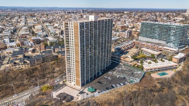 bird's eye view with a city view