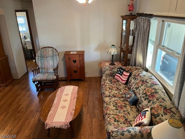 living area featuring wood finished floors