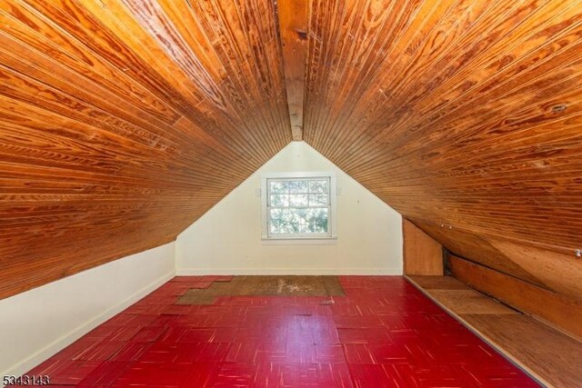 bonus room featuring wood ceiling and lofted ceiling