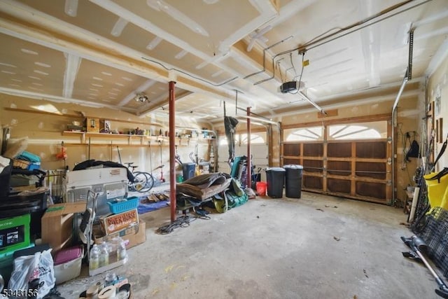 garage with a garage door opener