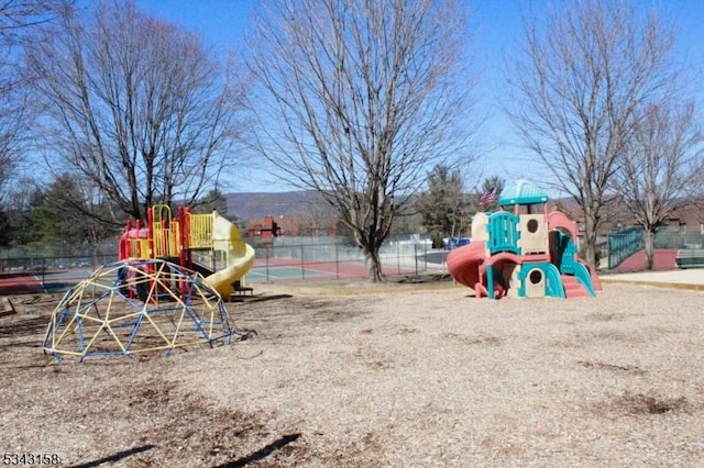 communal playground with fence