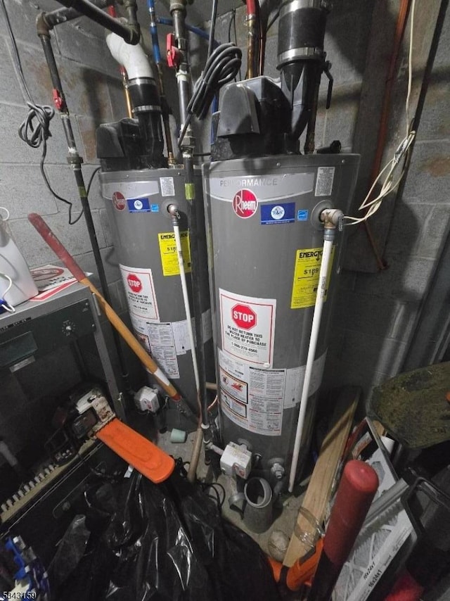 utility room with water heater