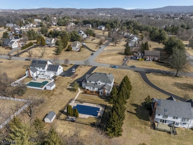 birds eye view of property with a residential view