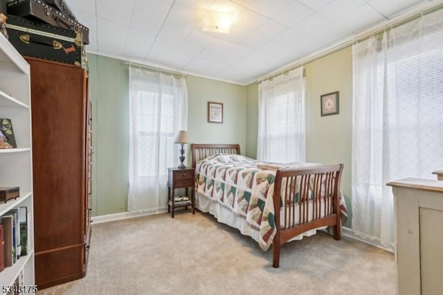 bedroom with multiple windows and carpet floors