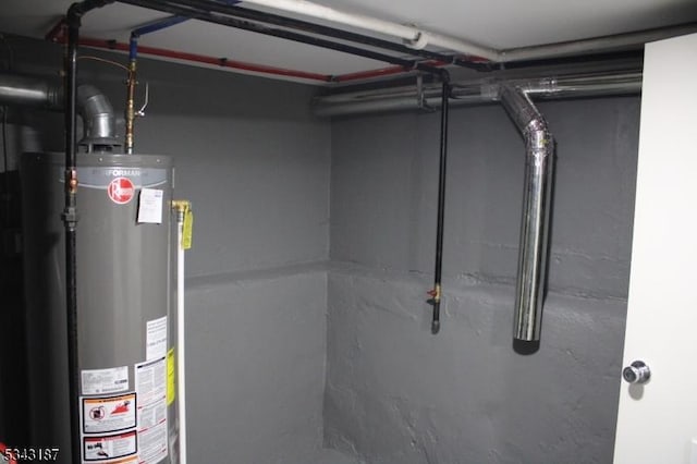 utility room featuring water heater