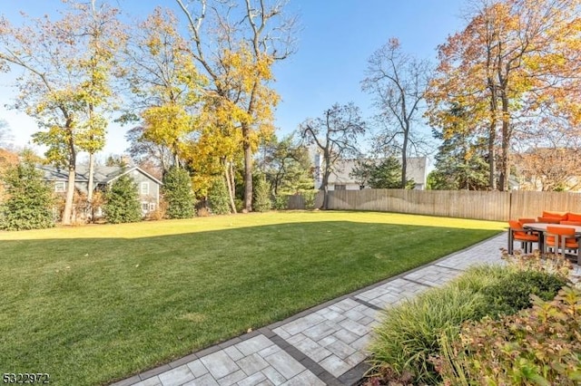 view of yard with a fenced backyard