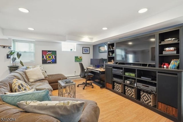 office area featuring recessed lighting and wood finished floors