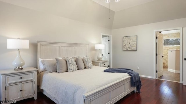 bedroom with baseboards and dark wood-style flooring