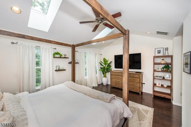 3 Knox Ct, Bernards Twp, NJ 07920 - bedroom with dark wood-style floors, a skylight, recessed lighting, and ceiling fan