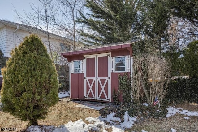 view of shed