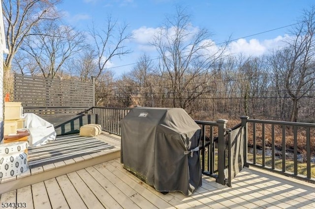 deck featuring grilling area