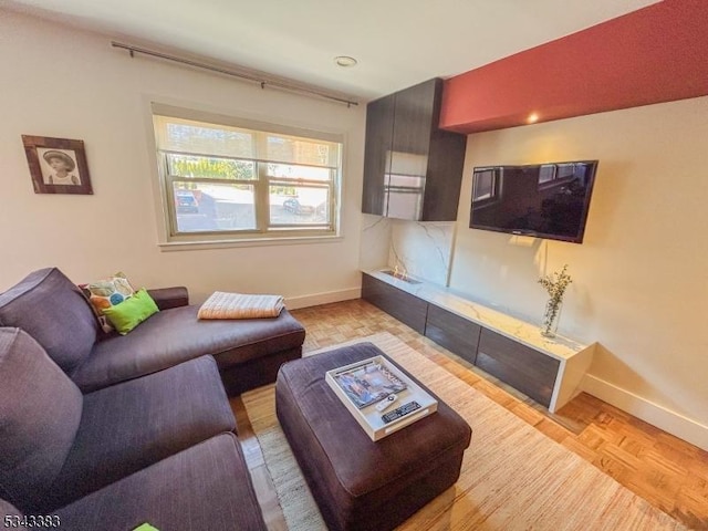 living area with baseboards