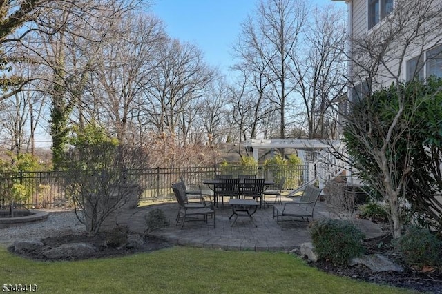 view of yard with a patio area and fence