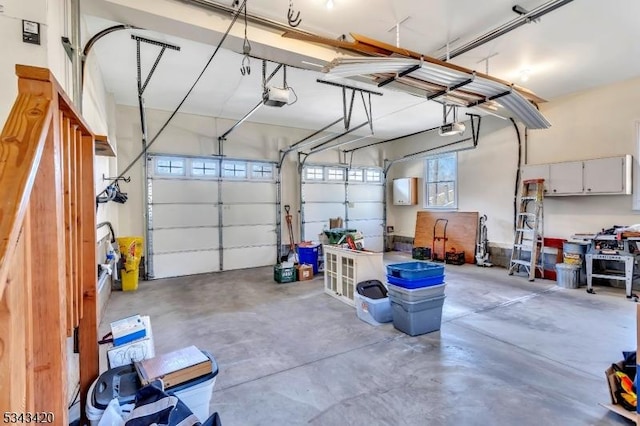 garage with a garage door opener