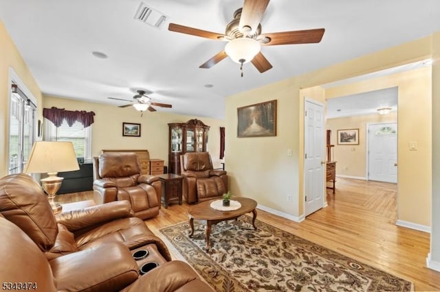 106 Chincopee Ave, Hopatcong Boro, NJ 07843 - living room featuring a ceiling fan and light wood finished floors
