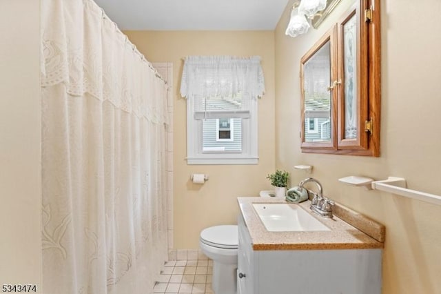 106 Chincopee Ave, Hopatcong Boro, NJ 07843 - full bathroom with vanity, tile patterned floors, and a shower with shower curtain