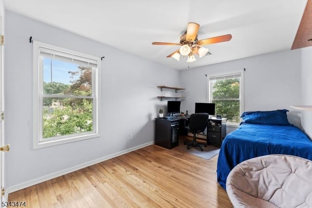 106 Chincopee Ave, Hopatcong Boro, NJ 07843 - bedroom with a desk, light wood finished floors, and ceiling fan