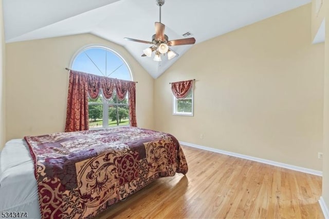 106 Chincopee Ave, Hopatcong Boro, NJ 07843 - bedroom with wood finished floors, vaulted ceiling, and ceiling fan