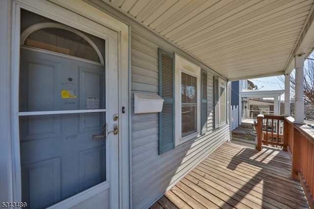 wooden deck with covered porch