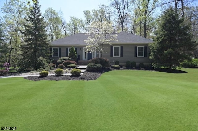 ranch-style house featuring a front lawn