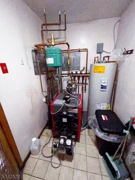 utility room with a heating unit and water heater