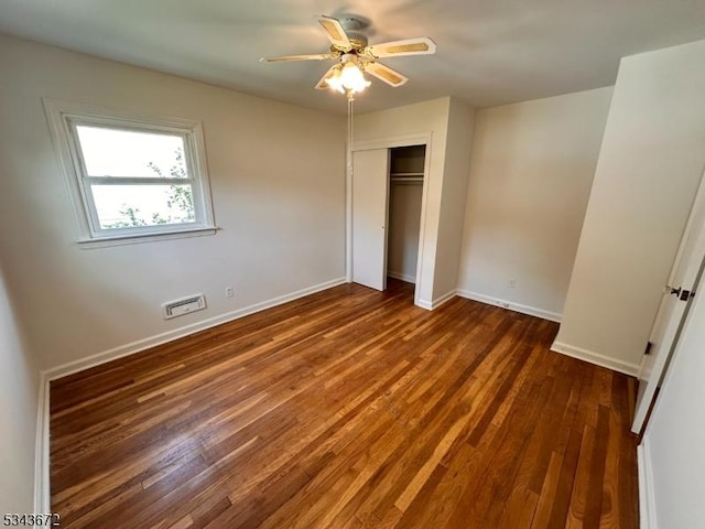 131 Beverly Rd, Bloomfield Twp, NJ 07003 - unfurnished bedroom with wood finished floors, a closet, baseboards, and a ceiling fan