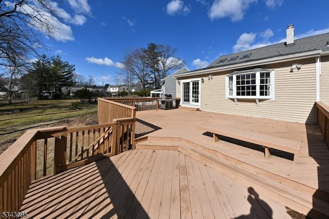 deck featuring french doors and grilling area