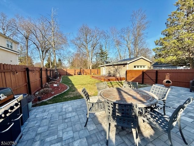 view of patio / terrace with outdoor dining area and a fenced backyard