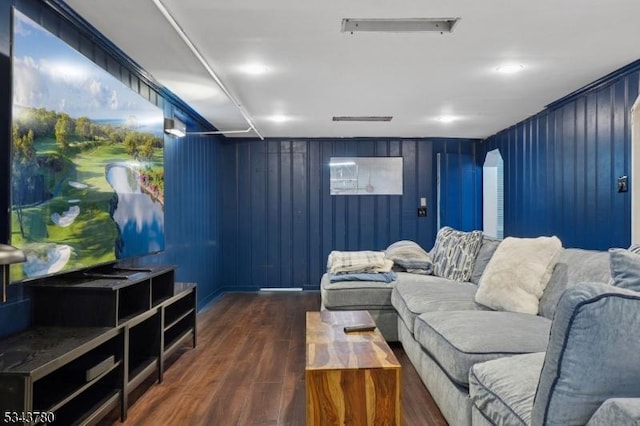 living room featuring wood finished floors and visible vents