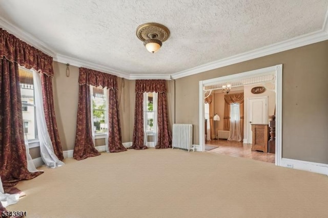 7 High St, Stanhope Boro, NJ 07874 - unfurnished room with radiator, a textured ceiling, crown molding, and baseboards