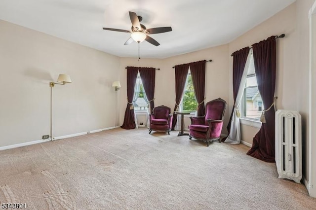 7 High St, Stanhope Boro, NJ 07874 - sitting room featuring radiator, ceiling fan, carpet flooring, and baseboards