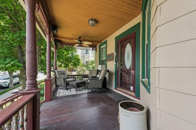 7 High St, Stanhope Boro, NJ 07874 - wooden porch with a ceiling fan